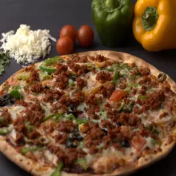 Vegetables and Minced Meat Pizza